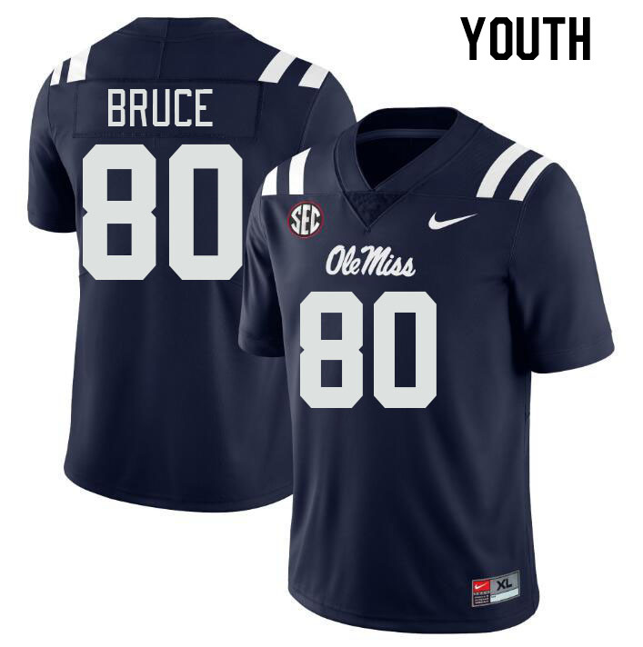 Youth #80 Zamari Bruce Ole Miss Rebels College Football Jerseys Stitched-Navy